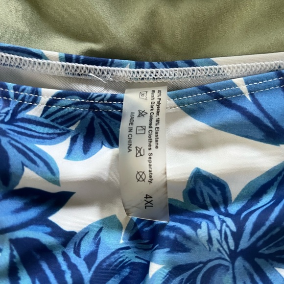 Blue and White Leaf Print Bikini - Picture 3 of 4